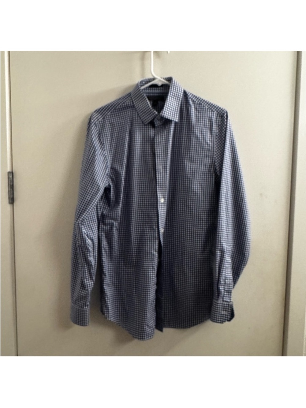 Banana Republic Navy and White Gingham Dress Shirt